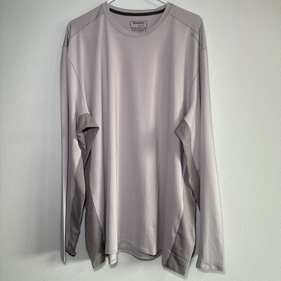 Simms Shirt Mens 2XL Gray Solarflex UPF Fishing Performance Longsleeve Rashguard - Picture 1 of 5